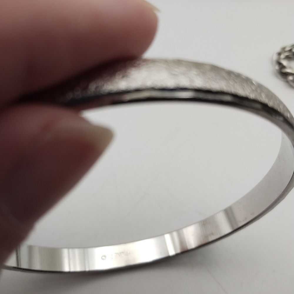Monet Sparkle Glitter Silver Bracelet Bangle Vintage Estate High End Well Made View 3